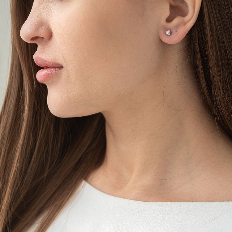 Золоті сережки-пусети (діамант) сб0272ar від ювелірного магазину Онікс - 1