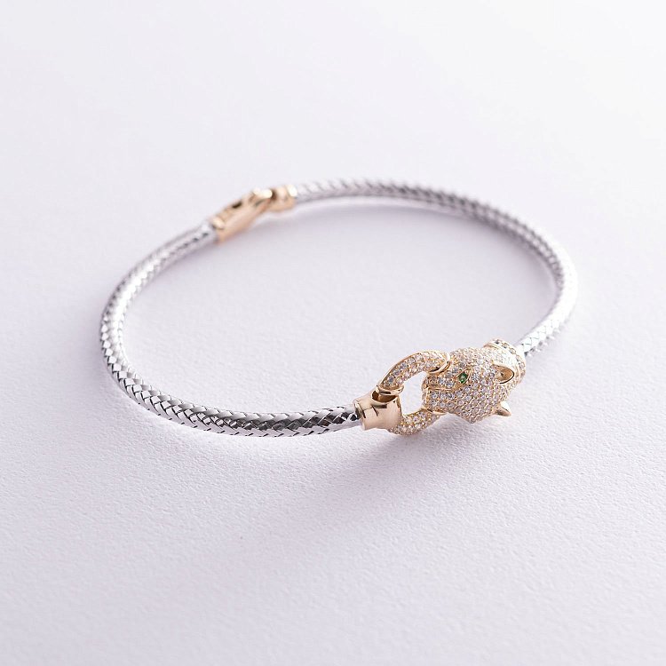 Золотой браслет "Пантера" (фианиты) б02753 от ювелирного магазина Оникс