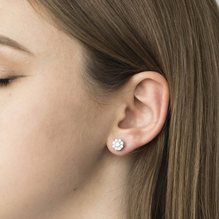 Серебряные серьги-пусеты с фианитами 121920 от ювелирного магазина Оникс - 1