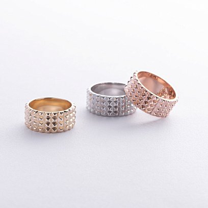 Широкое кольцо "Бьянка" в красном золоте к07434 №5