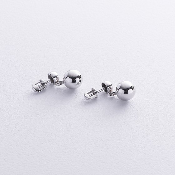 Серьги - пусеты "Margo" с шариками (белое золото) с08743 №3