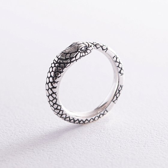 Серебряное кольцо "Змей Уроборос" 112682 №5