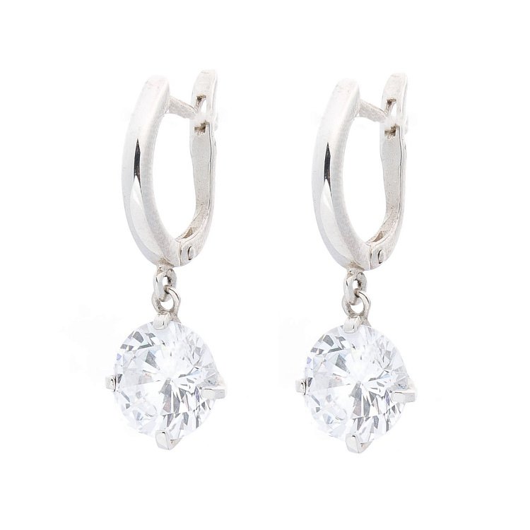 Срібні сережки з фіанітами 121739 від ювелірного магазину Онікс - 1