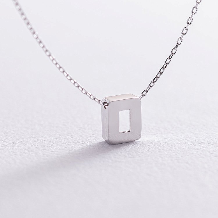 Колье с буквой "О" в белом золоте кол01254О от ювелирного магазина Оникс