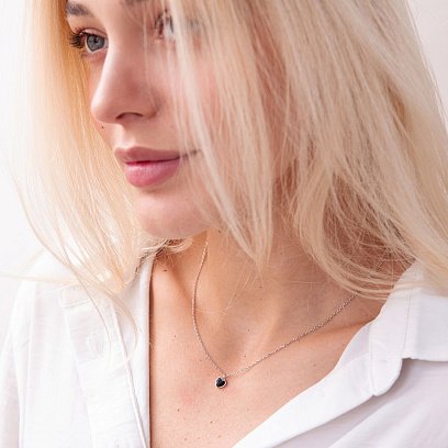 Серебряное колье "Сердечко" (эмаль) 181120 №2