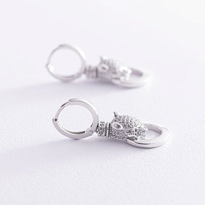 Золоті сережки "Пантера" (фіаніти) с04989 №3