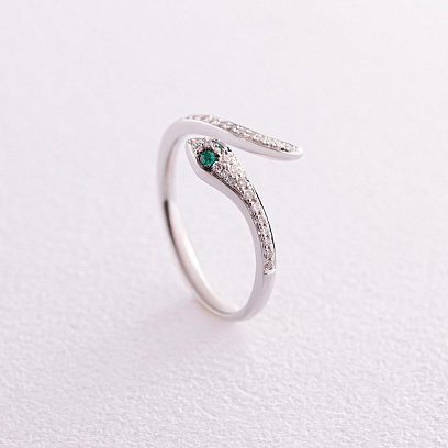 Золотое кольцо "Змея" с бриллиантами и изумрудами кб0449ca №3