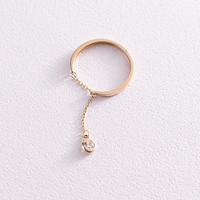 Золота каблучка з підвіскою (фіаніт) к06997 №3