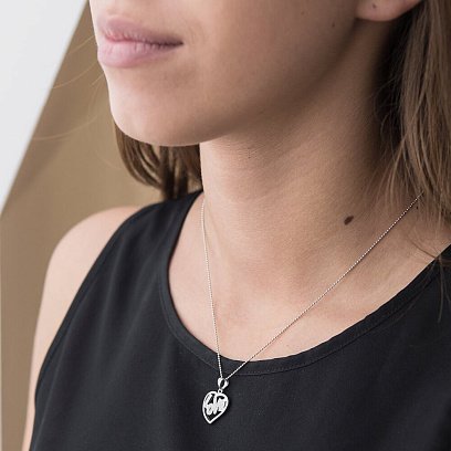 Срібна підвіска "Серце" з фіанітами 132245