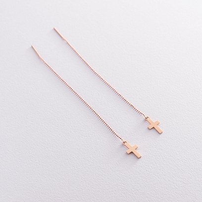 Золотые серьги-протяжки с крестиками с05558 №2