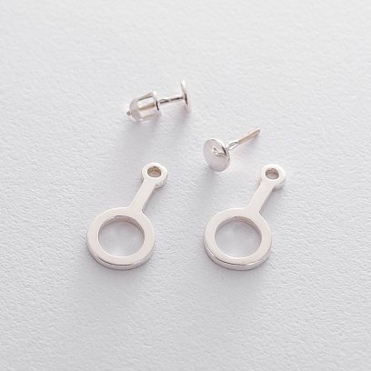 Серебряные серьги-пусеты "Оригинальность" 122508 №3