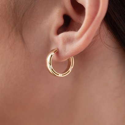 Золотые серьги "Кольца" с фианитами, диаметр: 17 мм с05226 №6