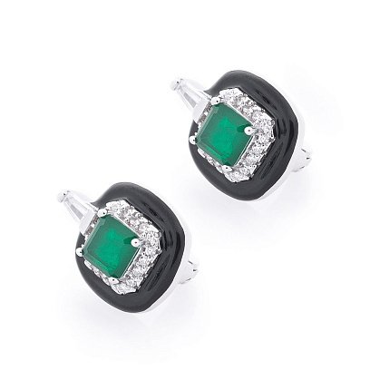 Серебряное кольцо (эмаль, фианит, изумруд, кварц) 112175 №5