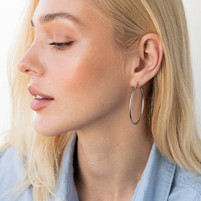 Серьги - кольца в серебре 122567 №2