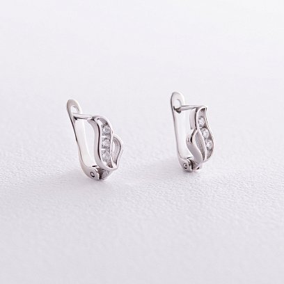 Дитячі срібні сережки з фіанітами 123255