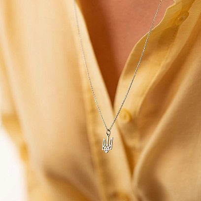Кольє "Герб України - Тризуб" у сріблі 4056 №7