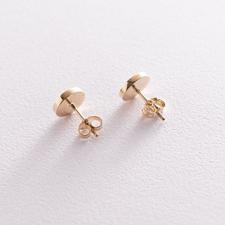 Сережки - пусети в жовтому золоті (емаль) с07172 від ювелірного магазину Онікс - 2