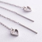 Сережки - протяжки "Сердечки" у сріблі 123241 от ювелирного магазина Оникс - 2