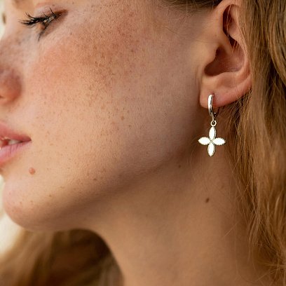 Серебряные серьги "Клевер" 122865 №5