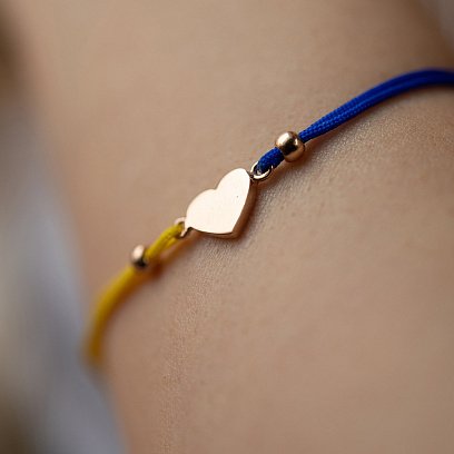 Браслет "Украинское сердце" в красном золоте (синяя и желтая нить) б05274 №7