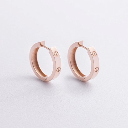 Серьги - кольца "Love" в красном золоте с09106 №8