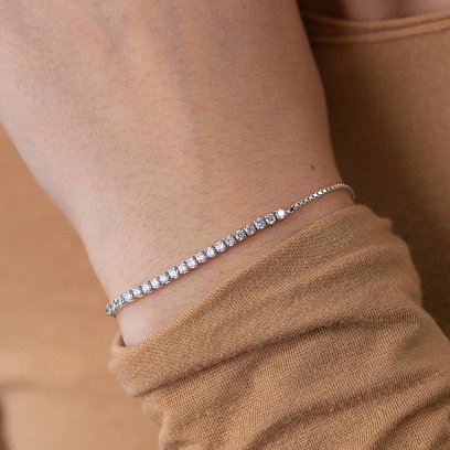 Срібний браслет "Витончений" з білими фіанітами 141606 №8