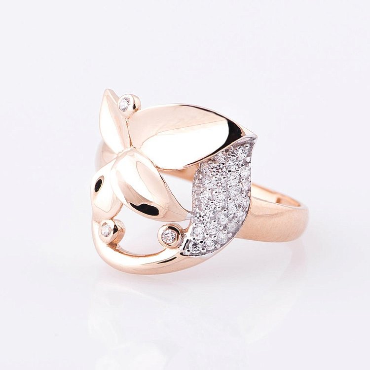 Золотое кольцо с фианитами к05193 от ювелирного магазина Оникс - 2