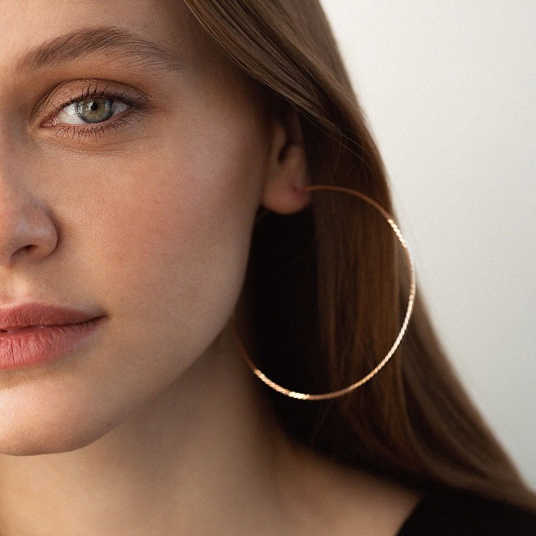 Сережки - кільця в червоному золоті (6.8 см) с05695 від ювелірного магазину Онікс - 3