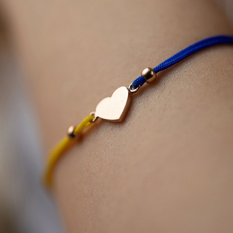 Браслет "Украинское сердце" в красном золоте (синяя и желтая нить) б05274 от ювелирного магазина Оникс - 6