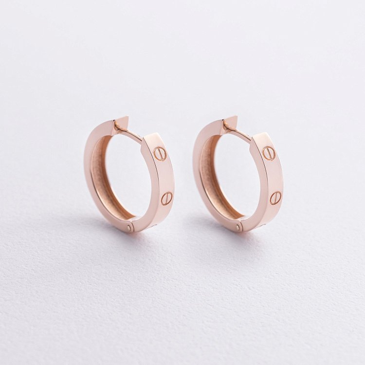 Серьги - кольца "Love" в красном золоте с09106 от ювелирного магазина Оникс - 7