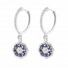 Золоті сережки (синій сапфір, діамант) сб0192gl от ювелирного магазина Оникс - 1