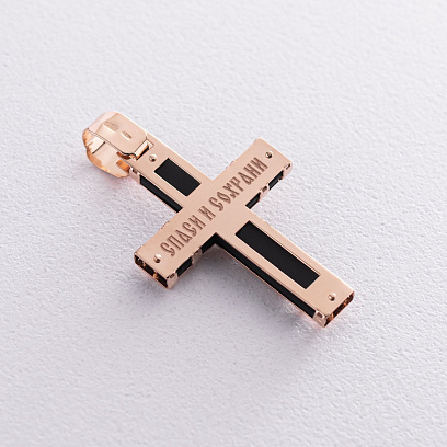 Золотий православний хрест "Розп'яття. Спаси і Збережи" (каучук) 940022 №3