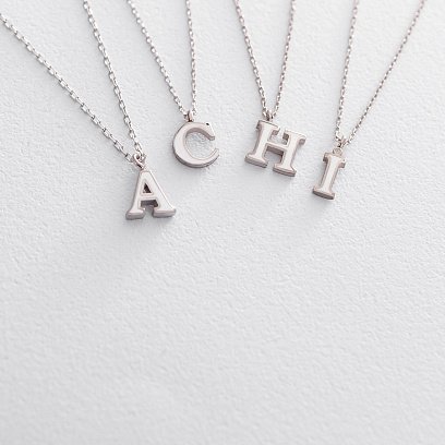 Серебряное колье с буквой С 18618б №3