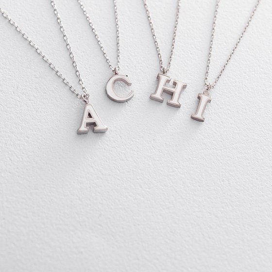 Серебряное колье с буквой С 18618б №3