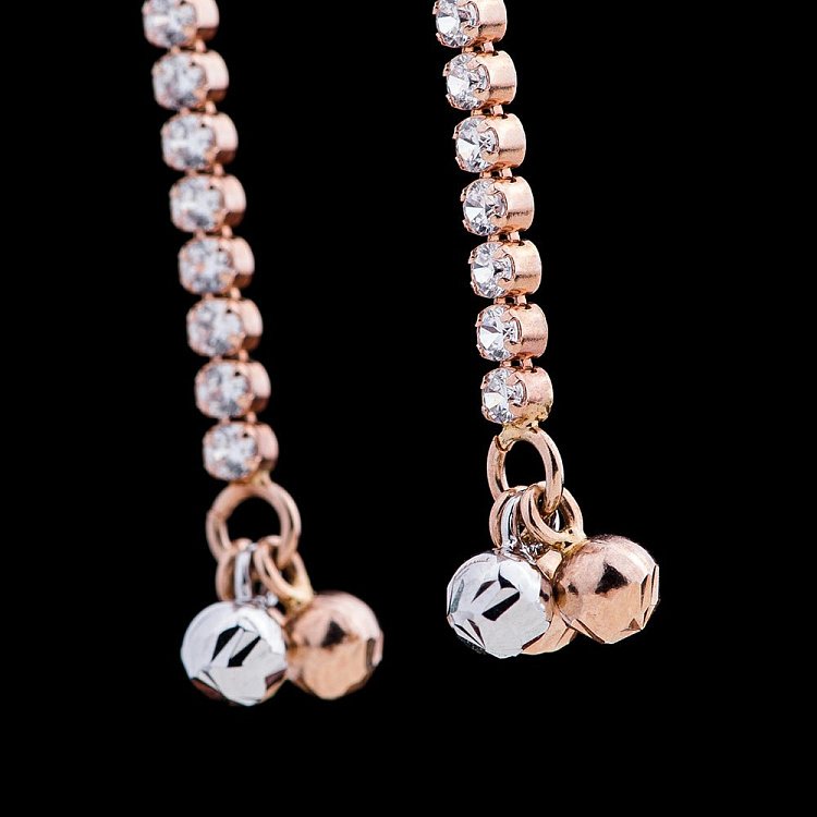 Золоті сережки з фіанітами с01575 від ювелірного магазину Онікс - 2