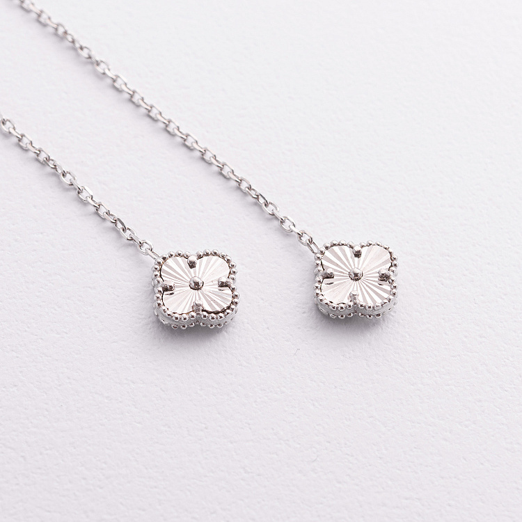 Срібні сережки - протяжки "Конюшина" 123508 від ювелірного магазину Онікс - 1