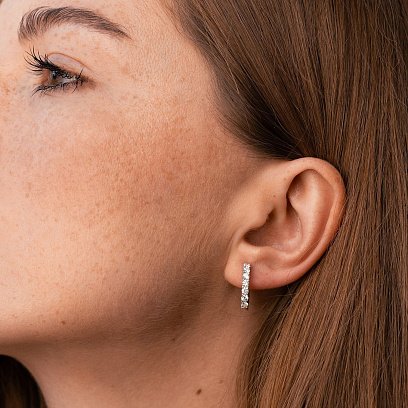 Золоті сережки - кільця з діамантами сб0540cha №2