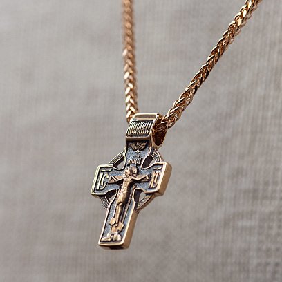 Золотой крестик с чернением "Кельтский" п01852 №4