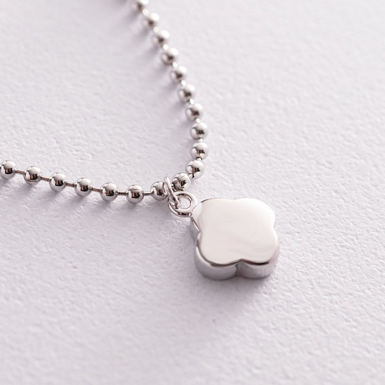 Срібний браслет "Конюшина і кульки" на ногу 141543 від ювелірного магазину Онікс - 2