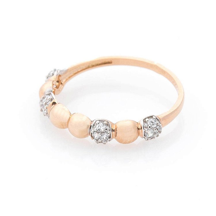 Золотое кольцо "Шарики" с фианитами к05637 от ювелирного магазина Оникс - 2