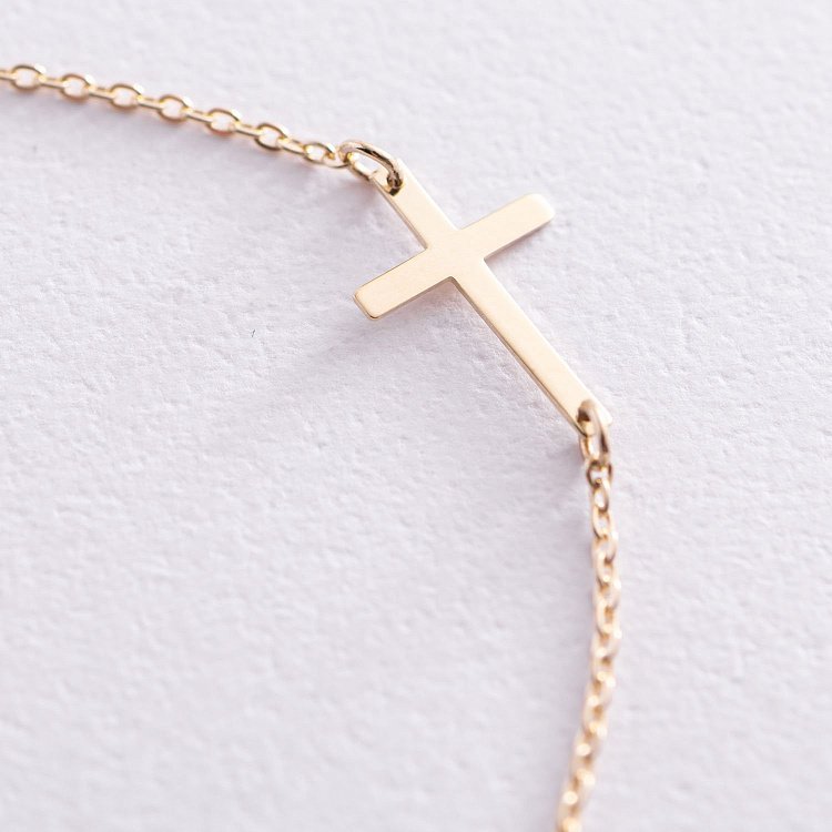 Кольє з хрестиком в жовтому золоті 860251М від ювелірного магазину Онікс - 4