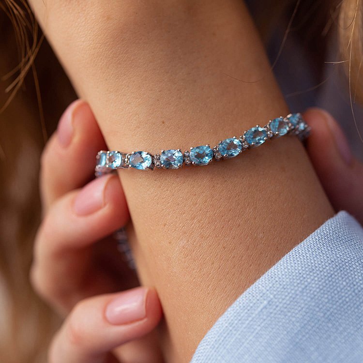 Золотой браслет с бриллиантами и топазами бр0348 от ювелирного магазина Оникс - 3