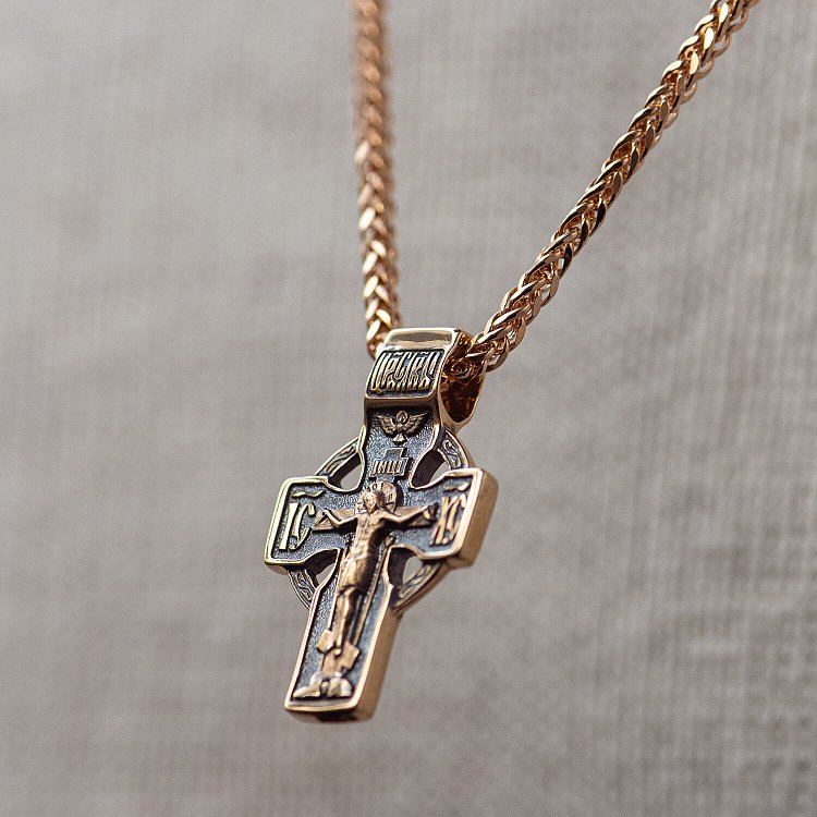 Золотой крестик с чернением "Кельтский" п01852 от ювелирного магазина Оникс - 3