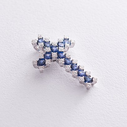 Золотой крестик (сапфиры, бриллианты) п545