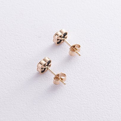 Сережки - пусети "Конюшина" з оніксом mini (жовте золото) с08405 №5