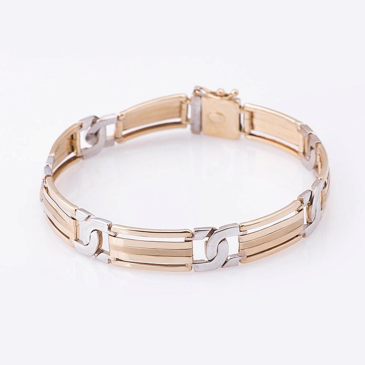 Чоловічий браслет з червоного і білого золота б01374 від ювелірного магазину Онікс