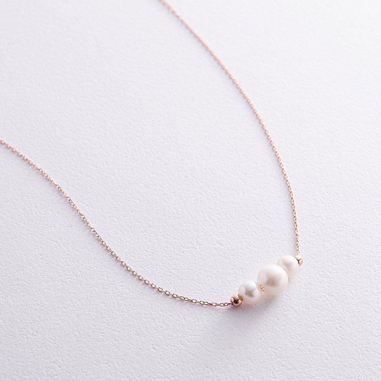 Кольє з кульками та перлами (червоне золото) кол02406 від ювелірного магазину Онікс - 4