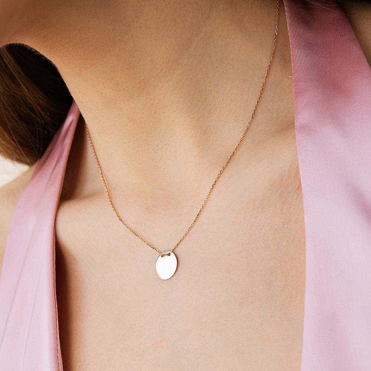 Колье "Монетка" в красном золоте (возможна гравировка) кол02611 от ювелирного магазина Оникс - 5