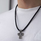Серебряный крест "Распятие Христово. Ангел Хранитель"  с чернением 132566 от ювелирного магазина Оникс - 1