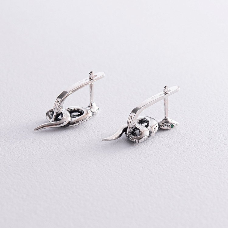 Срібні сережки "Змії" 123228 від ювелірного магазину Онікс - 4